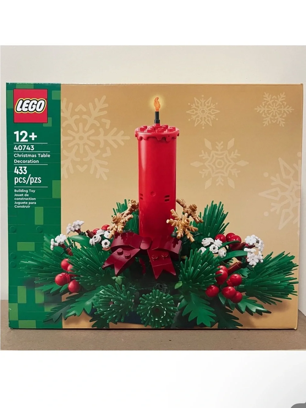 LEGO Christmas Table Red Candle Decoration with Stars Foliage & Berries # 40743